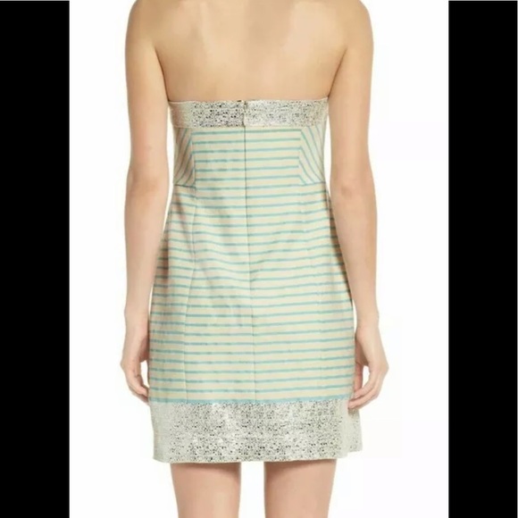 Lilly Pulitzer Strapless Dress in Blue and Cream - Picture 5 of 8